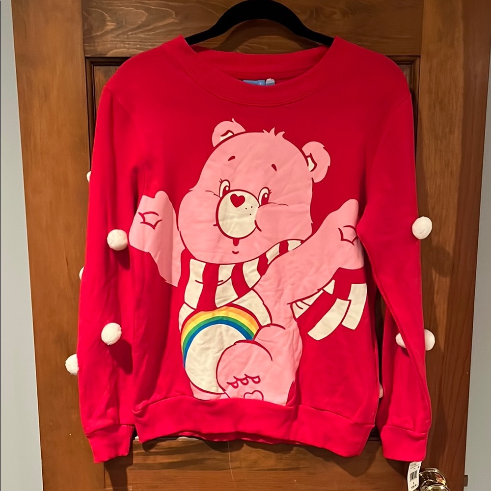 NWT Let's Get Cozy Cheer Bear Rainbow Pom-Pom Pullover Sweatshirt